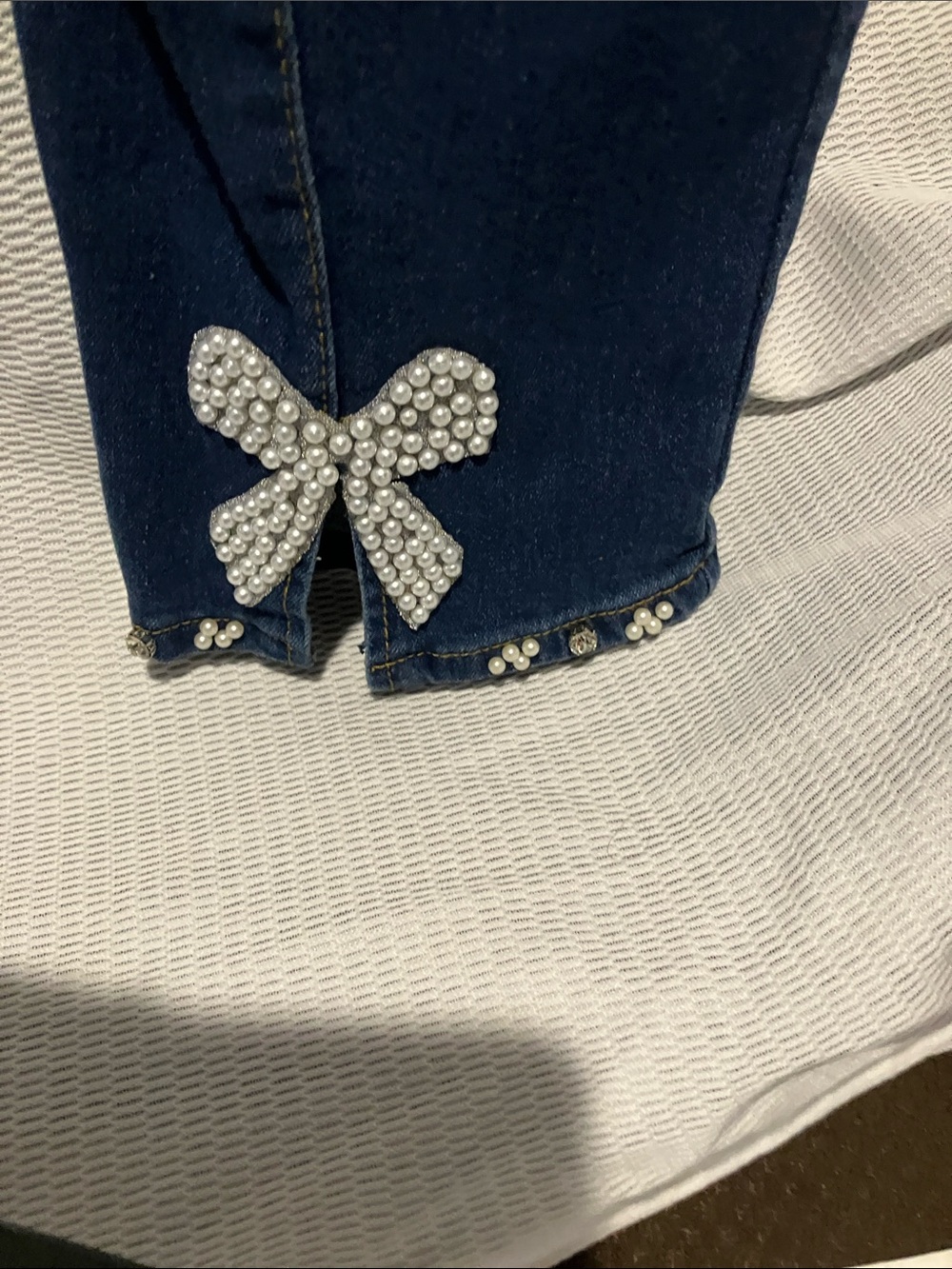 Women's Straight Leg Jeans in Dark Blue Washed Denim - Picture 6 of 8
